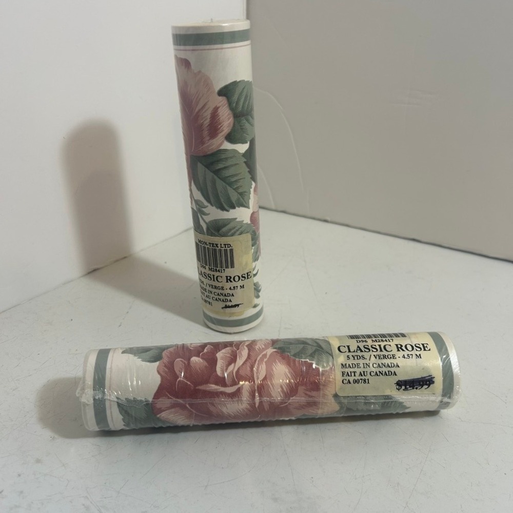 Mon-Tex Ltd Classic Rose Wallpaper Border 2 Rolls Vintage Floral Pink Green 10yd